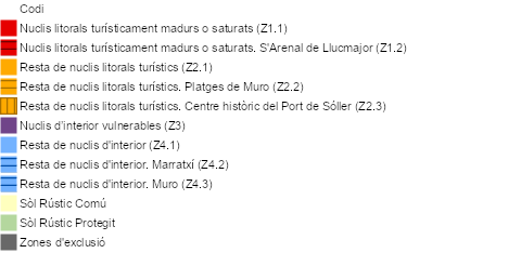 Leyenda oficial de la zonificación del alquiler turístico